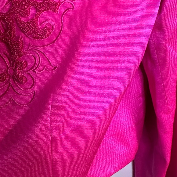 Vintage The Icing Hot Pink 100% Silk Blazer Jacket Size 14 Lined - Picture 5 of 10
